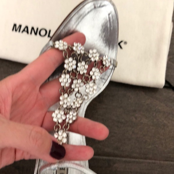Manolo Blahnik Silver Heels - Picture 4 of 10